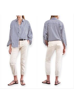 NEW NILI LOTAN cropped military pant in eggshell 4